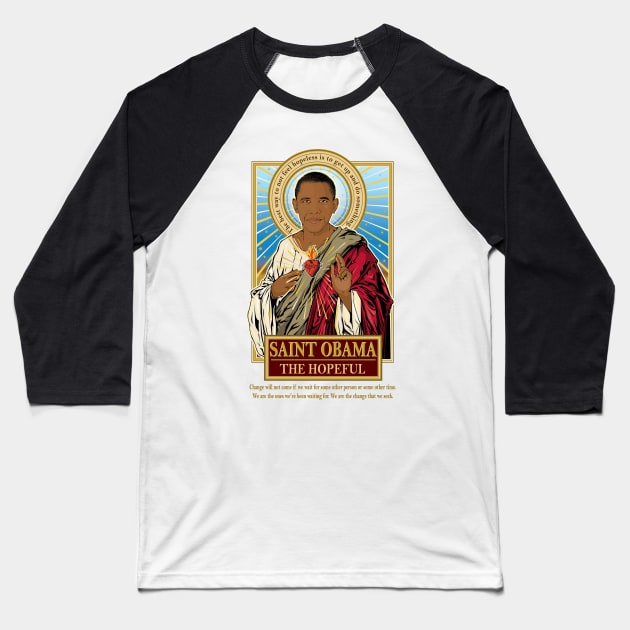 Saint Obama Baseball T-Shirt by Pop Art Saints